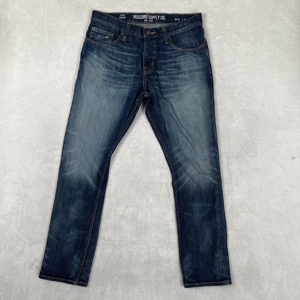 Mossimo Supply Co Jeans Mens 34x30 Blue Slim Straight Stretch Denim Medium Wash